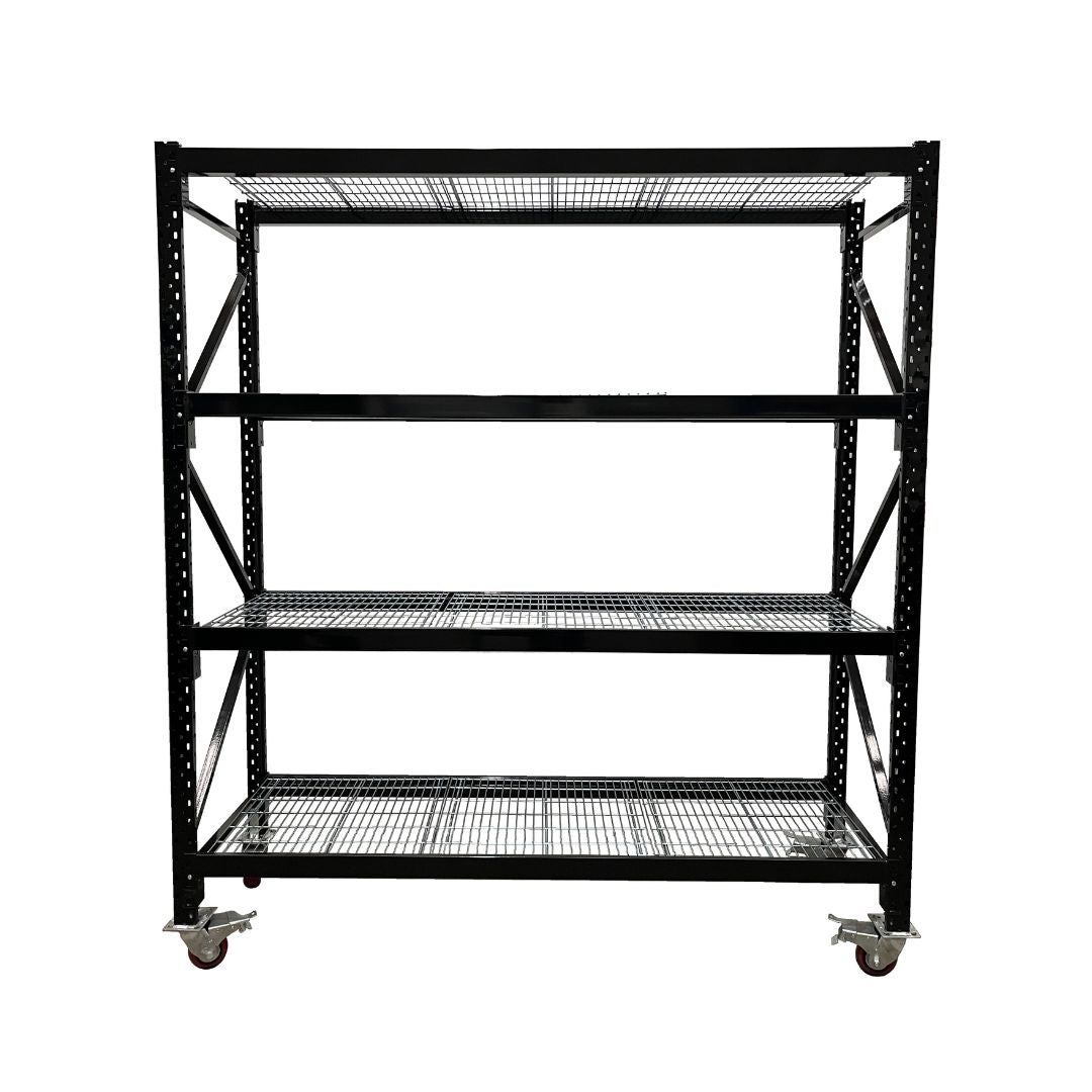 Black Longspan Mobile Shelving With Castor Wheels