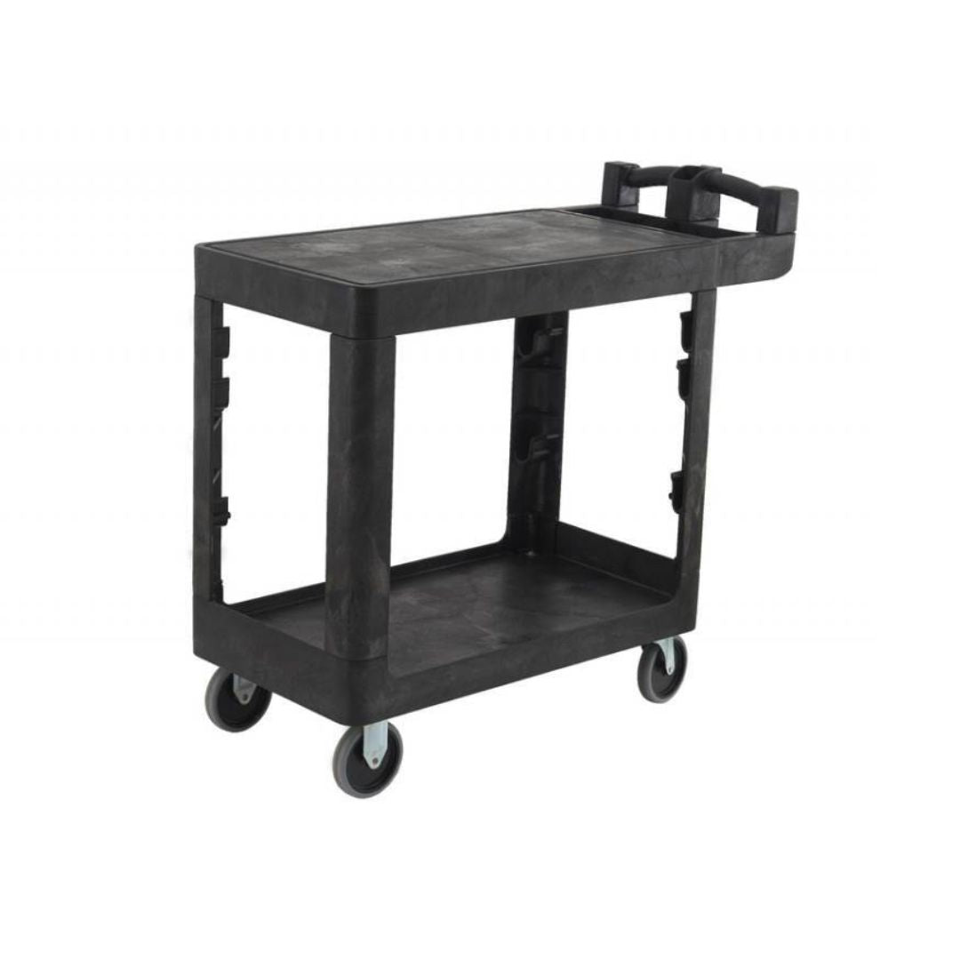 230kg Rated Bitbar 2 Flat Shelf Utility Cart - Black