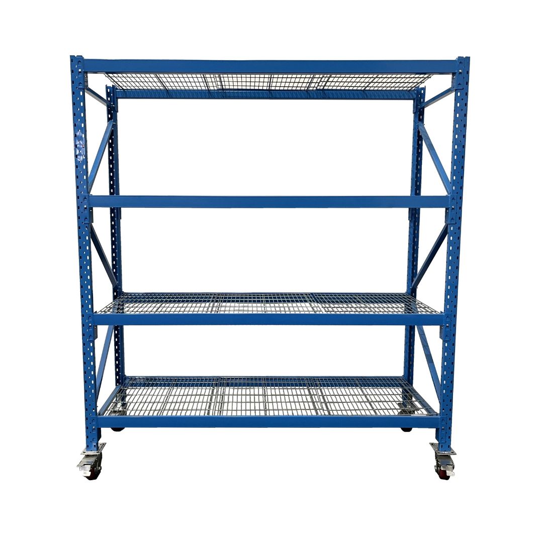 Mobile Shelving Blue with Mesh