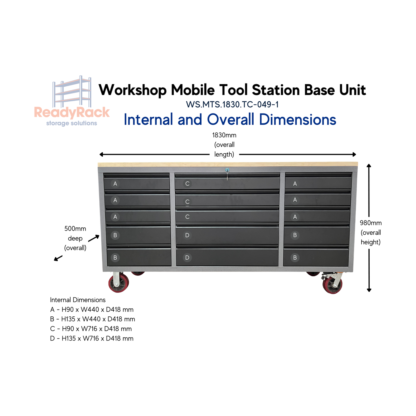ReadyRack Workshop Mobile Tool Station Base Unit