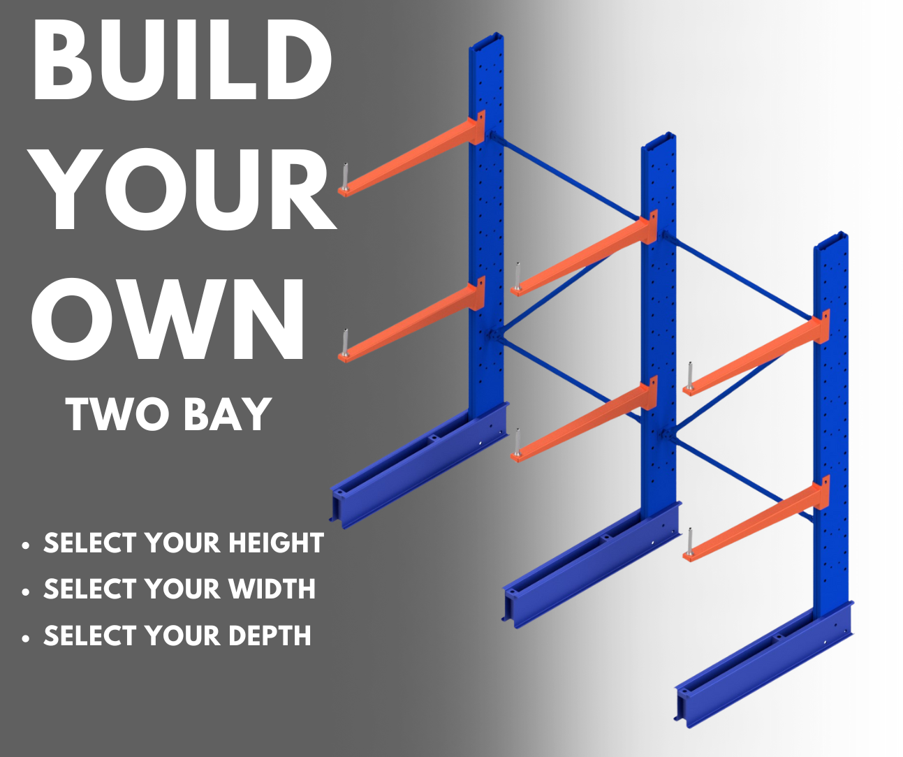 Medium Duty Cantilever Racking 2 Bay wide Single Sided | Ready Rack