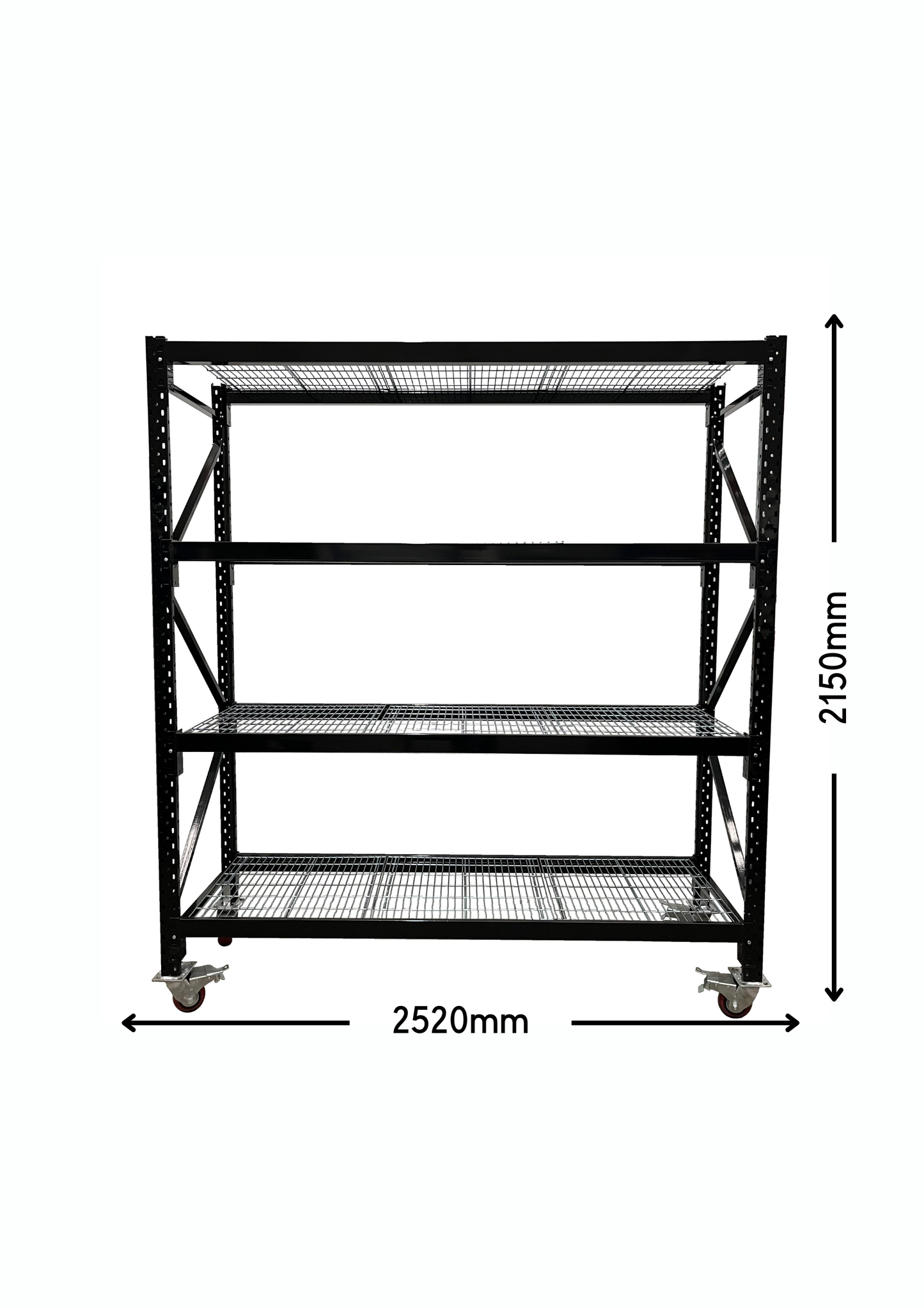 Black Mobile Shelving with Mesh 2150mm High