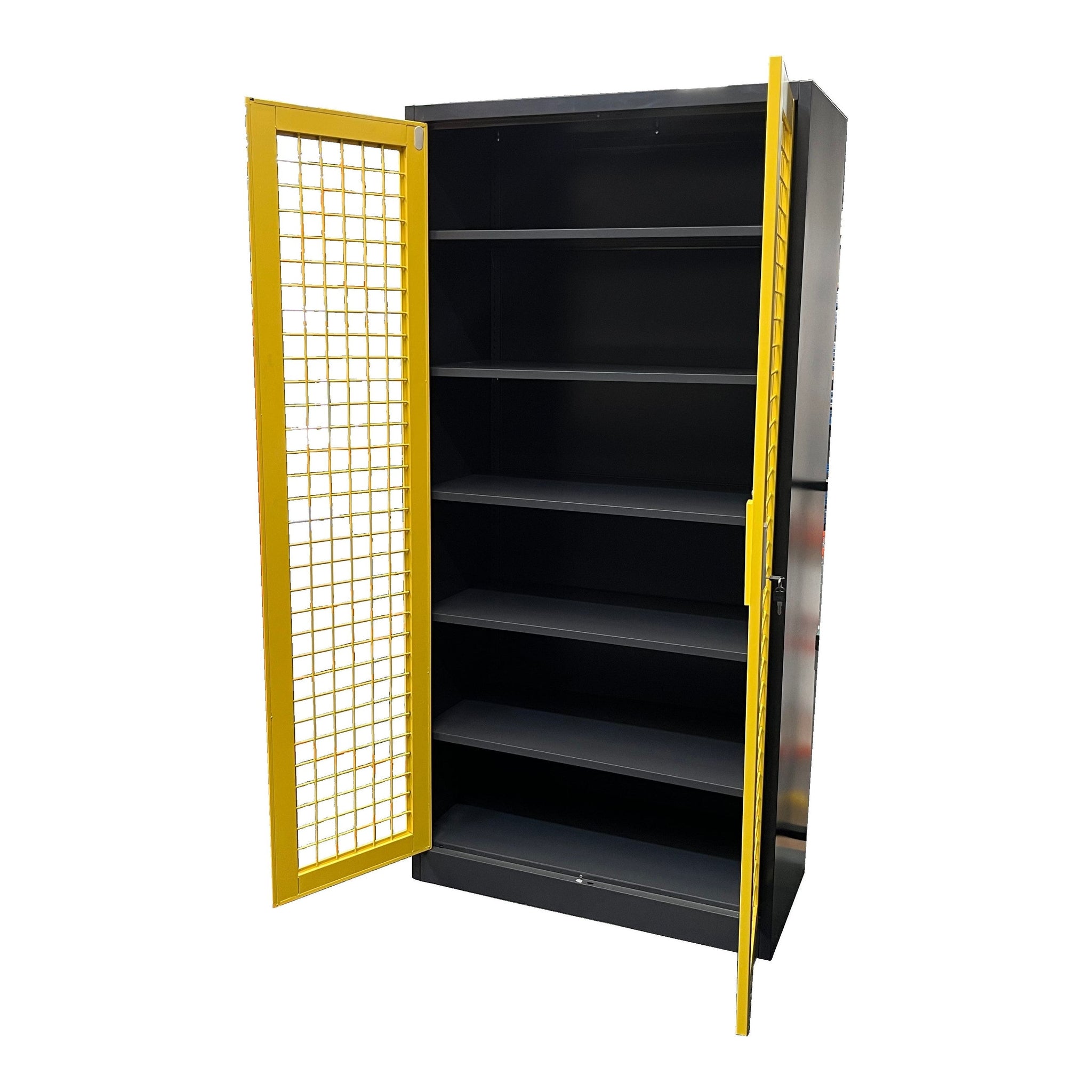 2 Door Mesh Lockable Cabinet - 5 shelves | Mesh Shelves