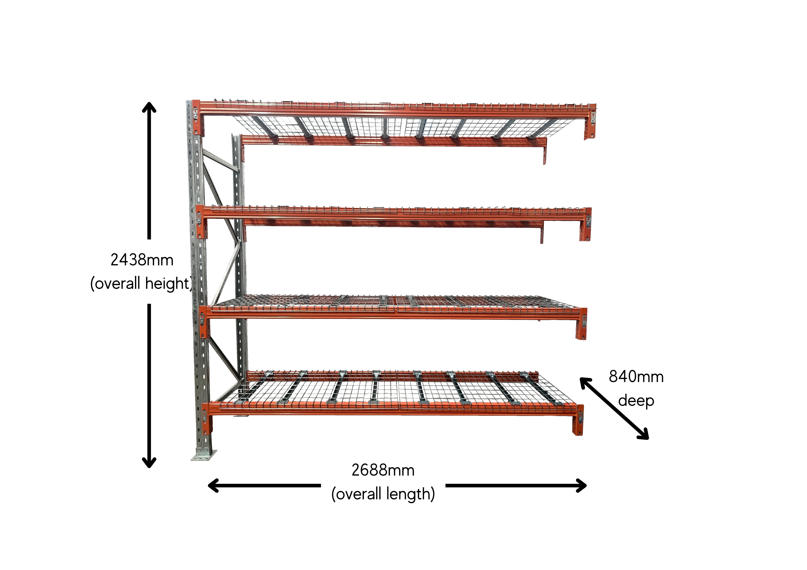 Heavy Duty Shelving Add On Bay 2438mm High with Mesh