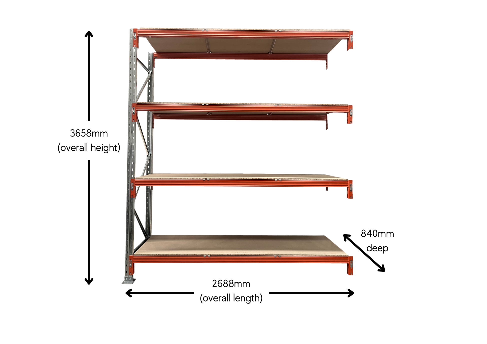 Heavy Duty Shelving Add On Bay 3658mm High with Board