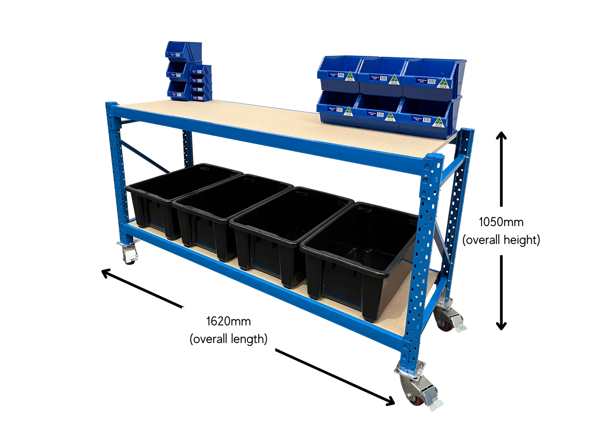 Workbench Using Racking Longspan Workbench with Castors | Heavy Duty Workshop Essential
