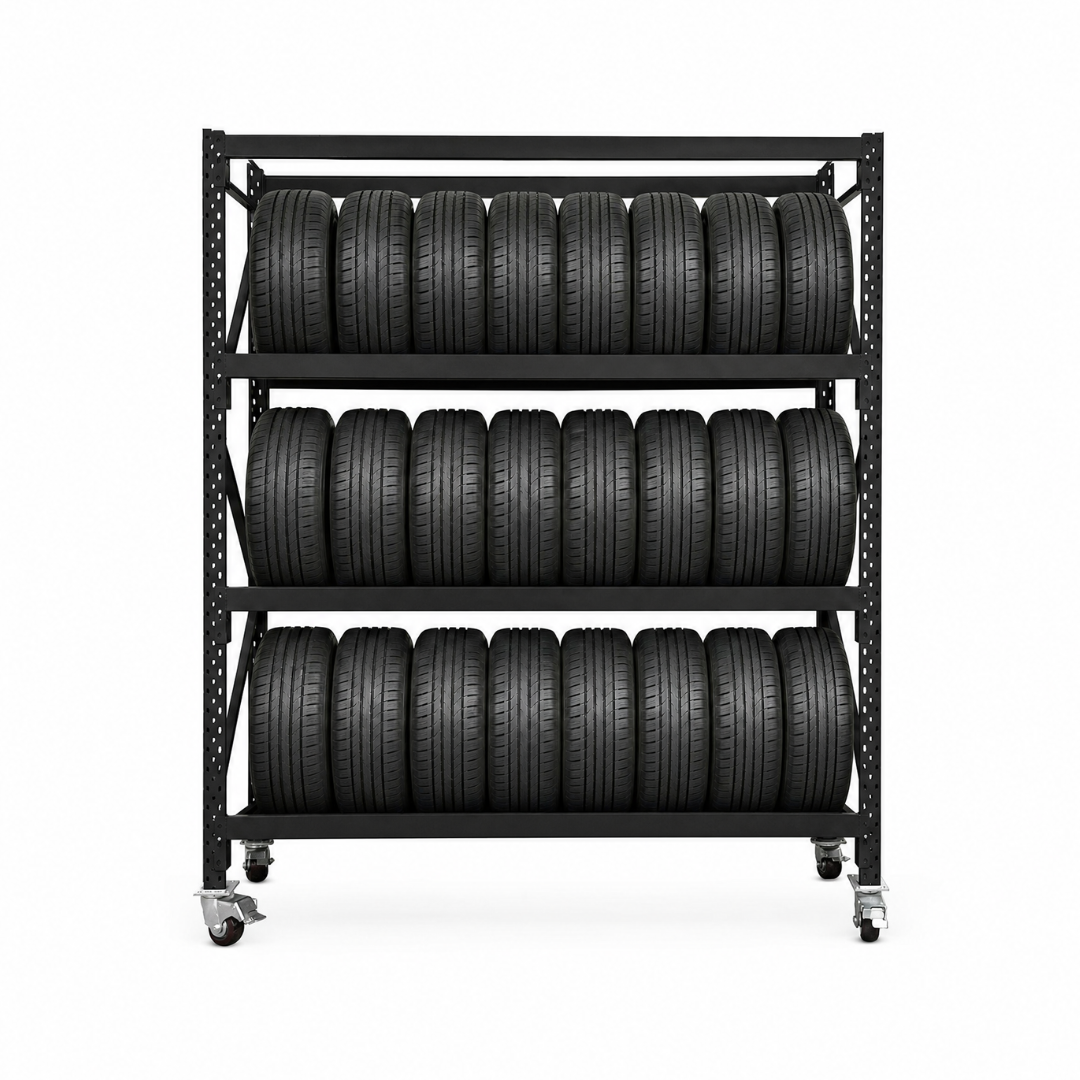 Mobile Tyre Rack Black