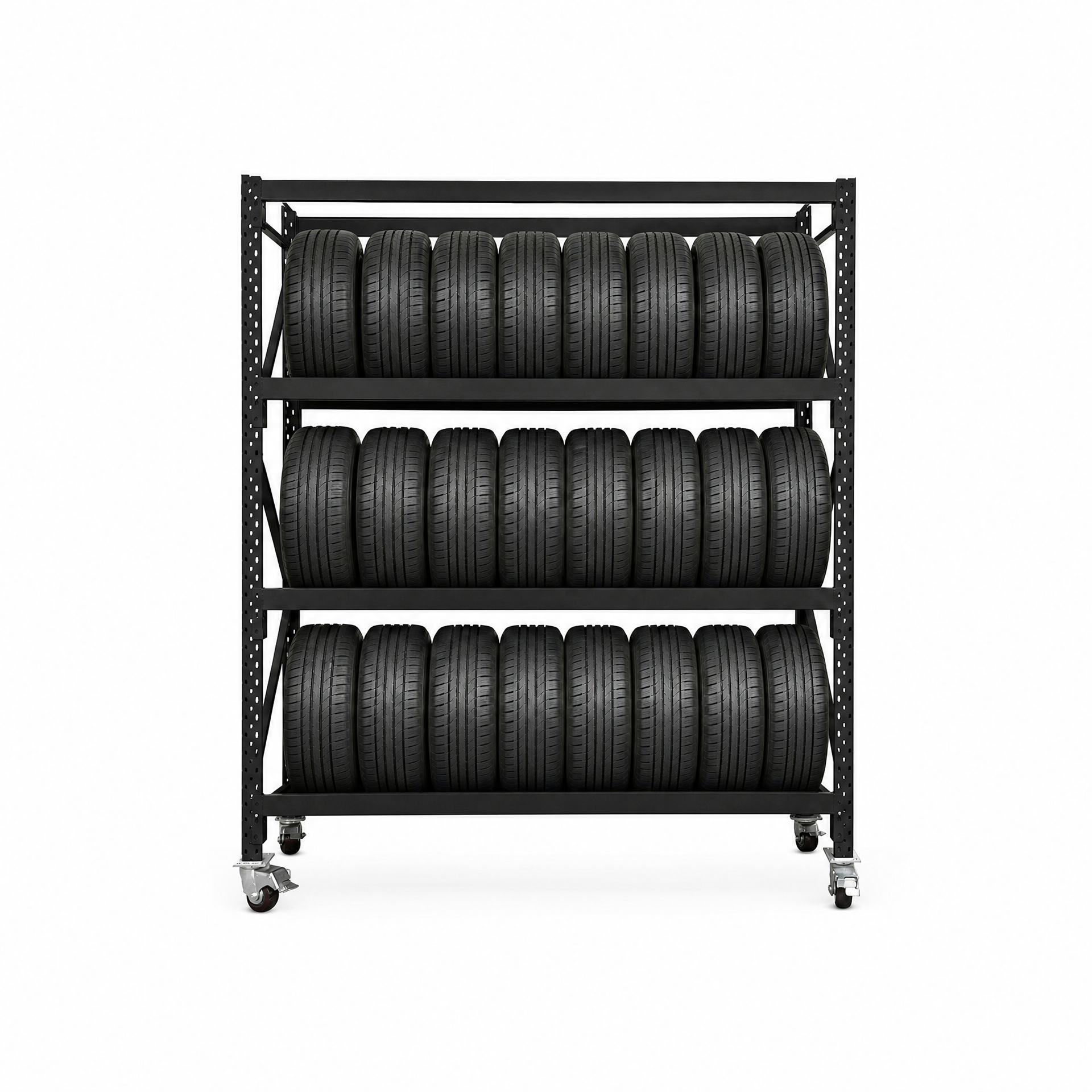 Mobile Tyre Rack Black