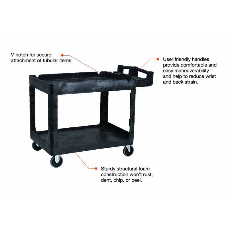 230kg Rated Bitbar 2 Shelf Utility Cart - Black