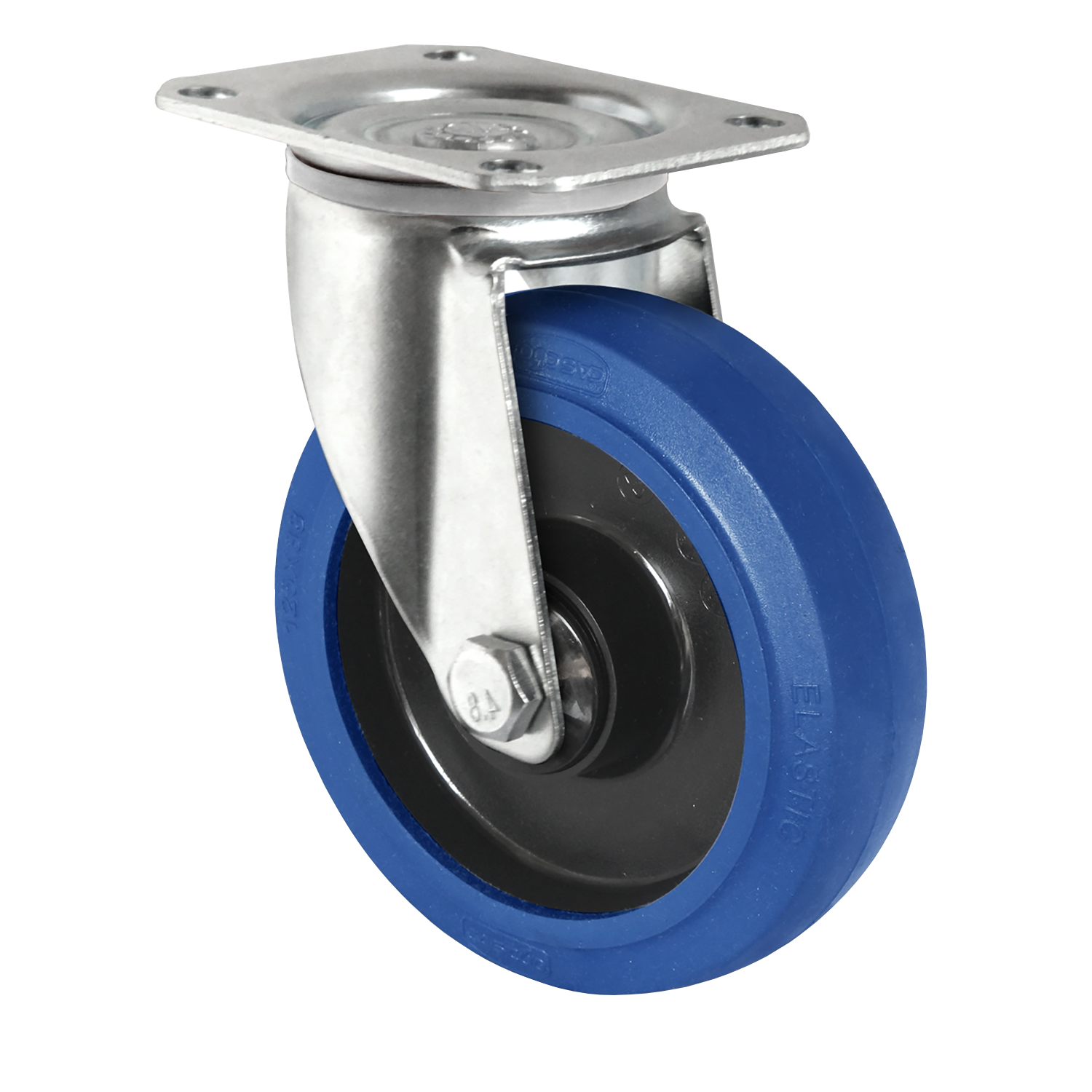 Elastic Blue Rubber Castor 100mm