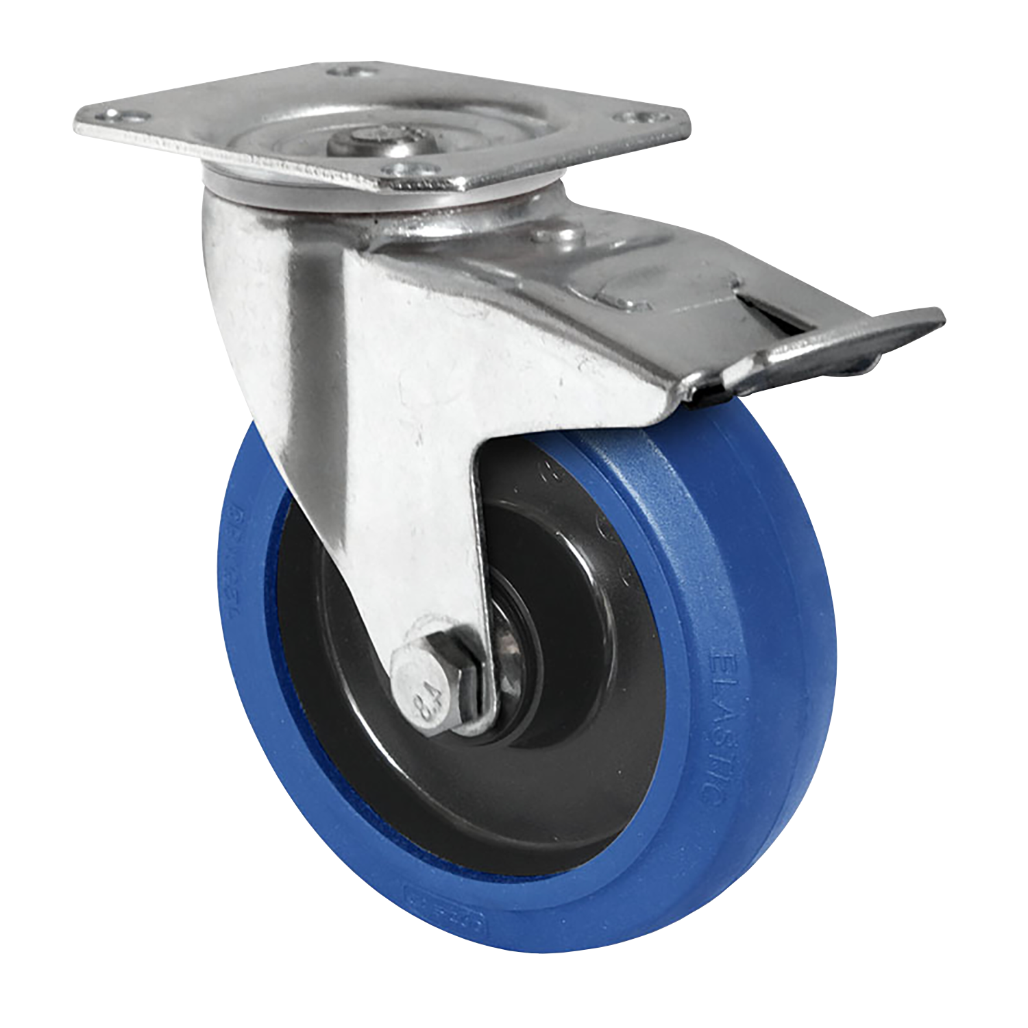 Elastic Blue Rubber Castor 100mm