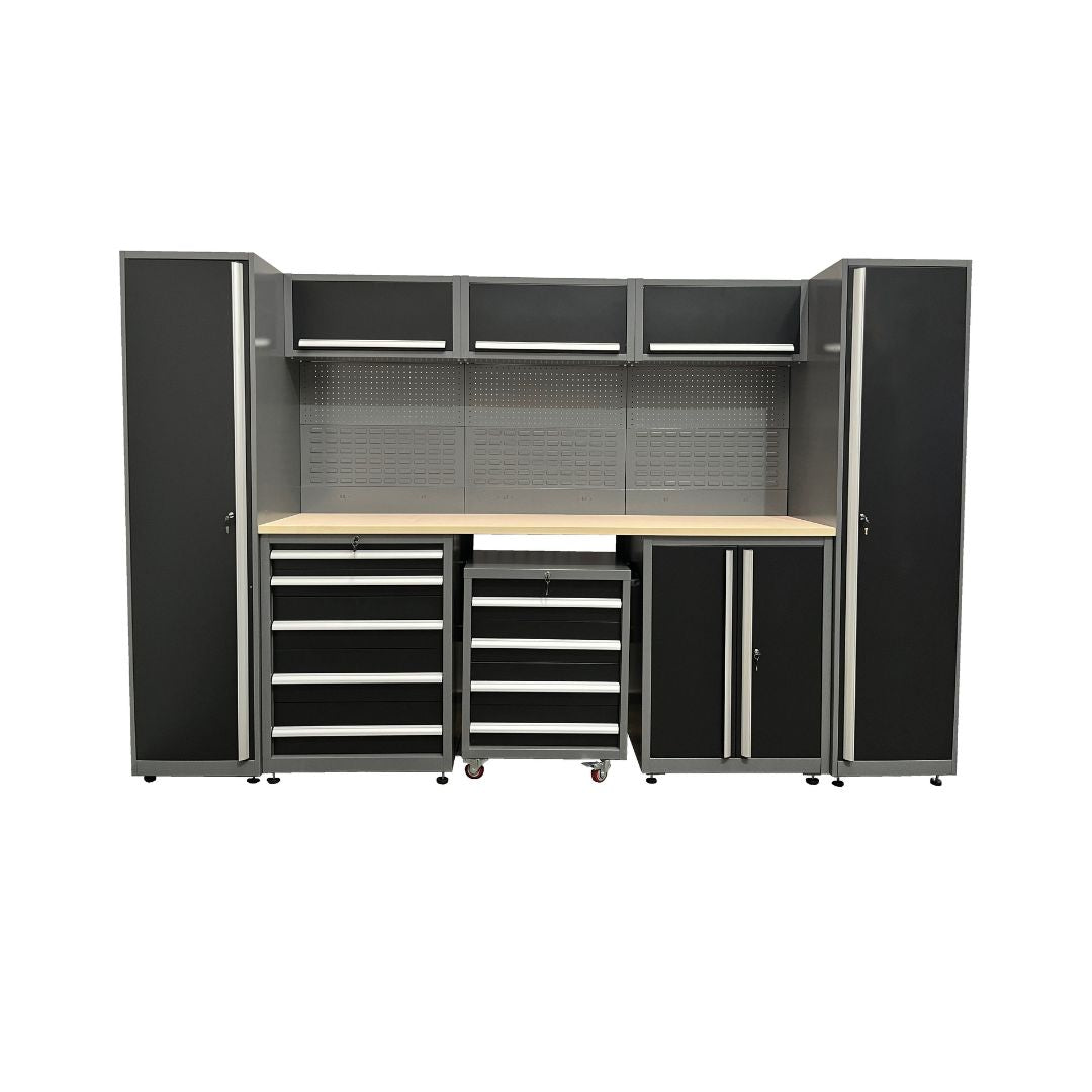 ReadyRack Workshop Storage System 3250 with cabinets drawers and mobile drawers on a white background