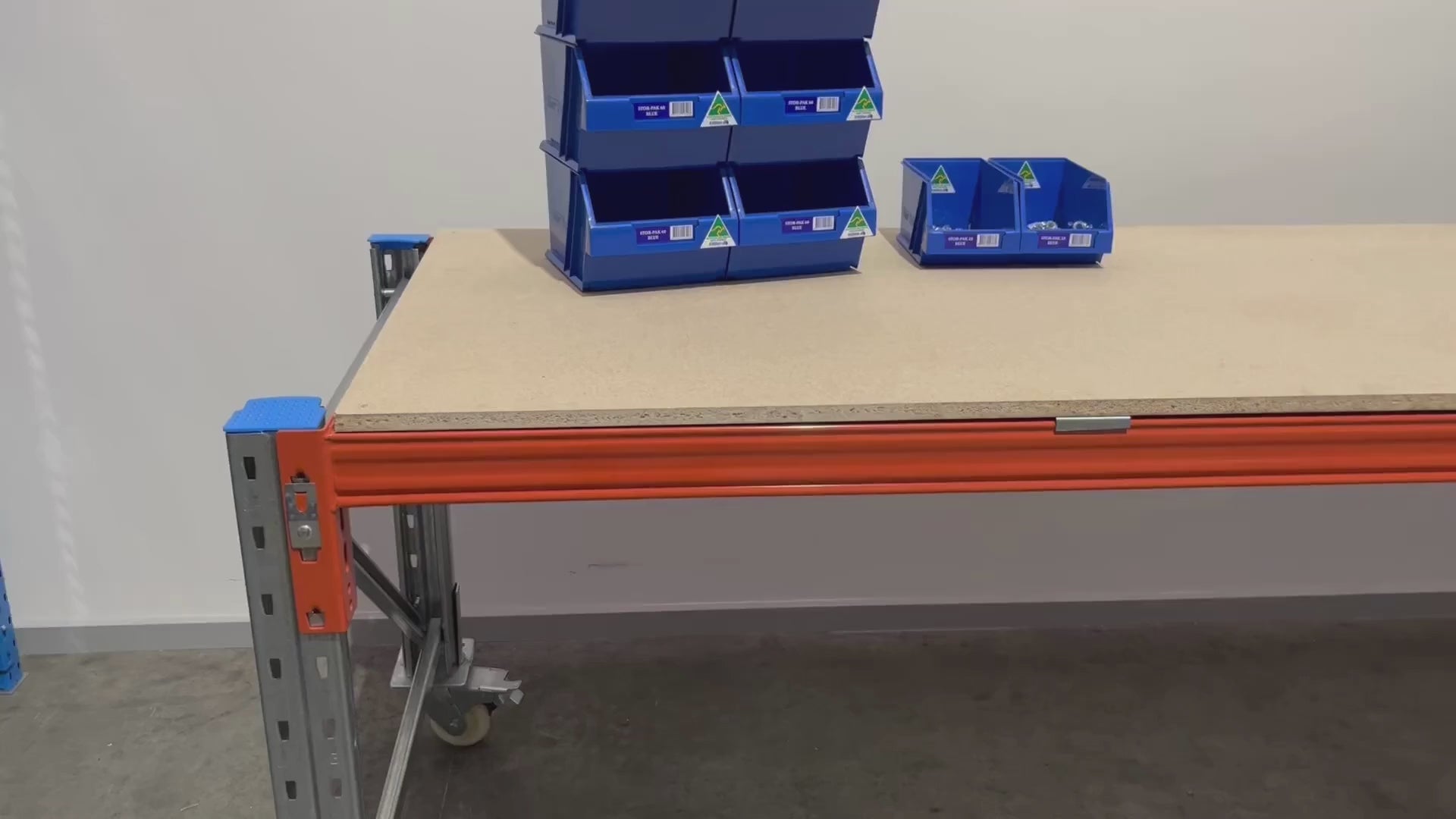 ReadyRackPallet Racking Work Bench 2 - 2770mm W x 840mm D x 935mm H - Top Only - With Castors
